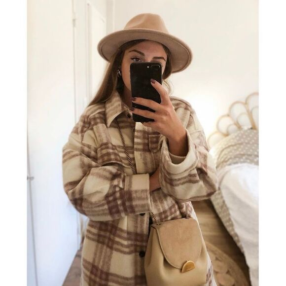 Shacket Jacket Coat Wool Blend NWT Check - Picture 13 of 15